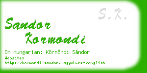 sandor kormondi business card