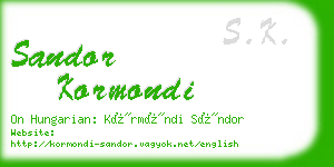 sandor kormondi business card